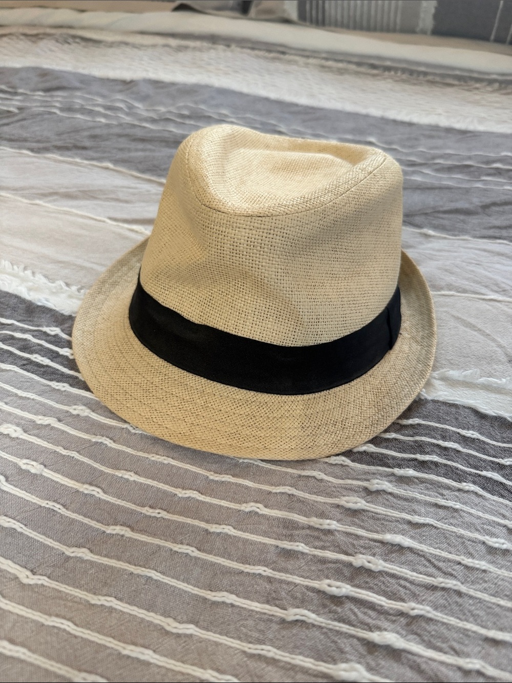 Women's Cream Panama Fedora with Black Band
